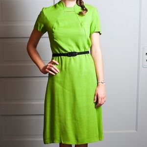 1960s Lime Green Wiggle Dress Large